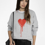 ZADIG & VOLTAIRE OSCAR GRAY COTTON PRINTED SWEATSHIRT
