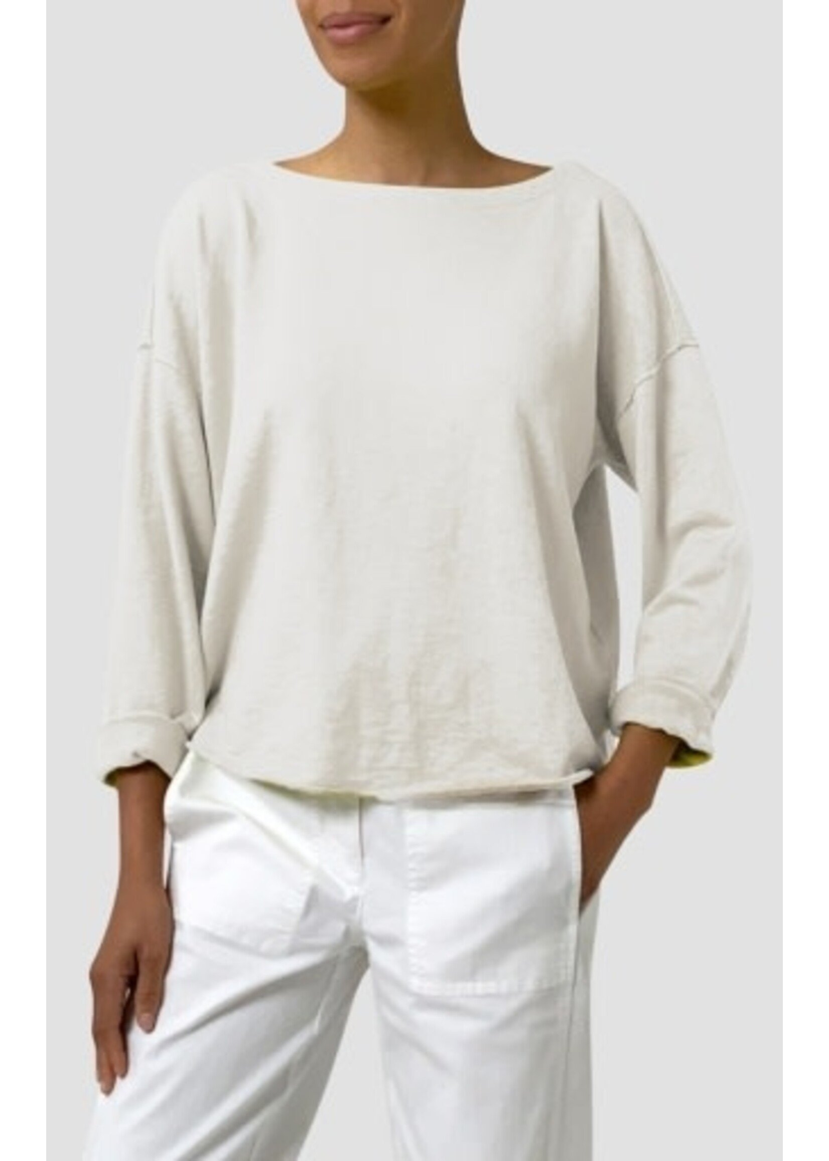 EILEEN FISHER ORGANIC COTTON TERRY BATEAU BOX TOP