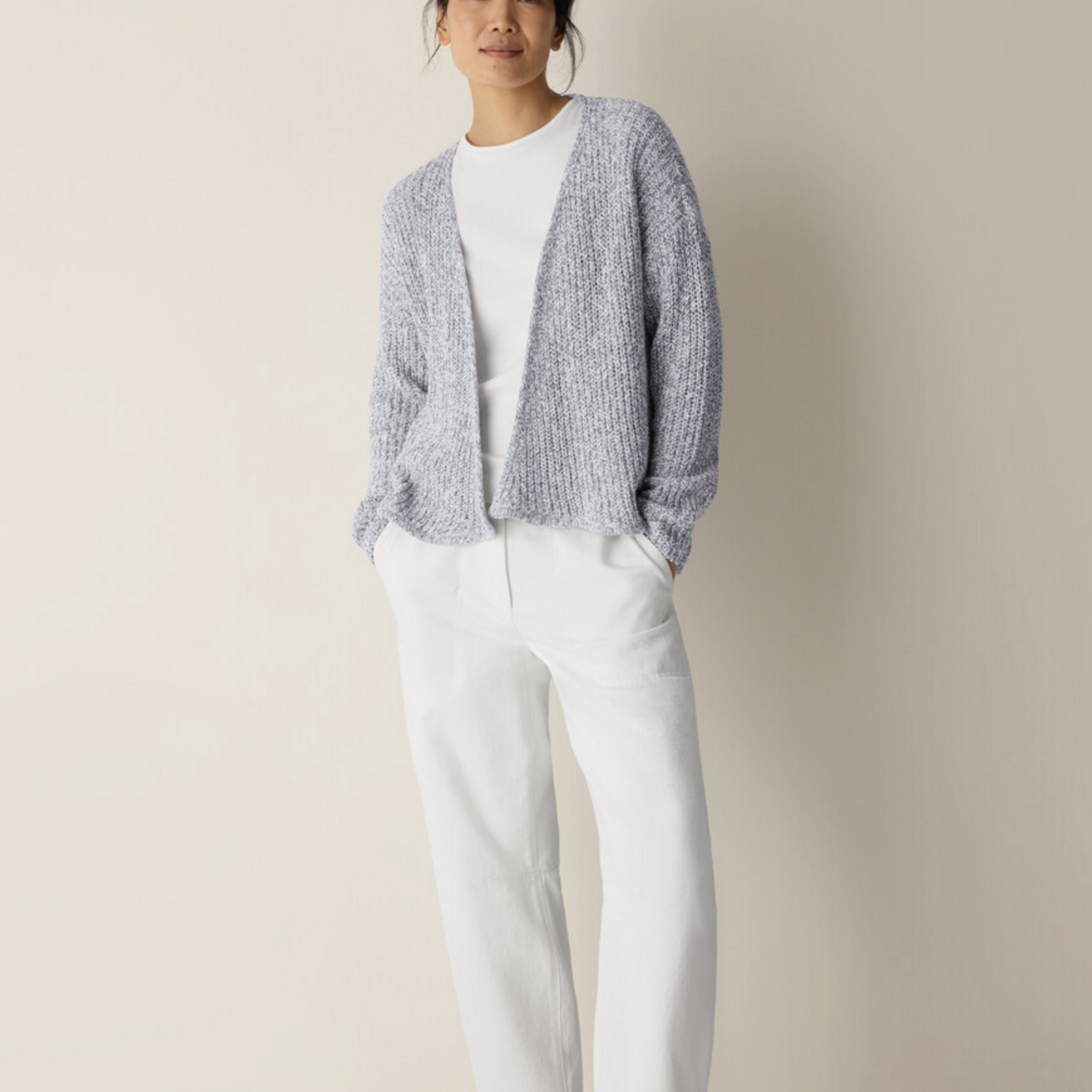 EILEEN FISHER PERUVIAN COTTON CLOUD TWIST CARDIGAN