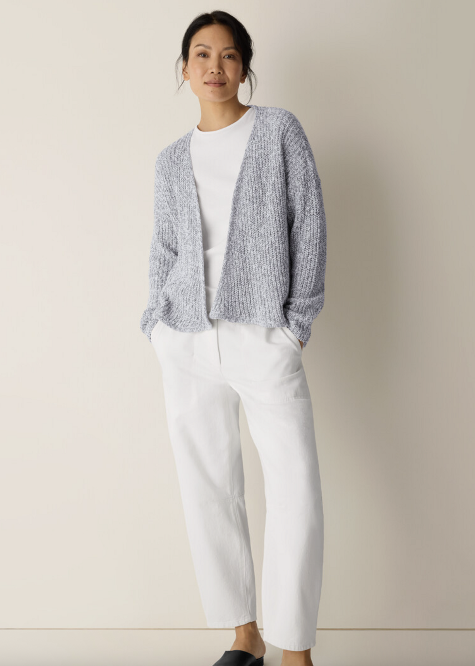 EILEEN FISHER PERUVIAN COTTON CLOUD TWIST CARDIGAN