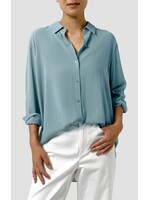 EILEEN FISHER SILK GEORGETTE CREPE CLASSIC COLLAR SHIRT