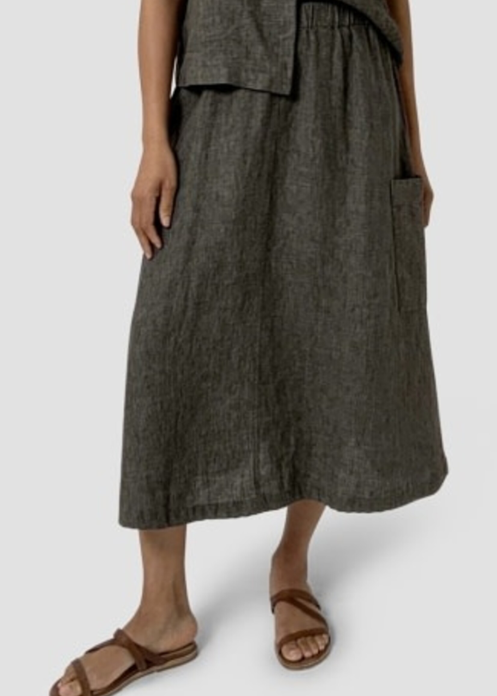 EILEEN FISHER WASHED ORGANIC LINEN DÉLAVÉ CARGO SKIRT