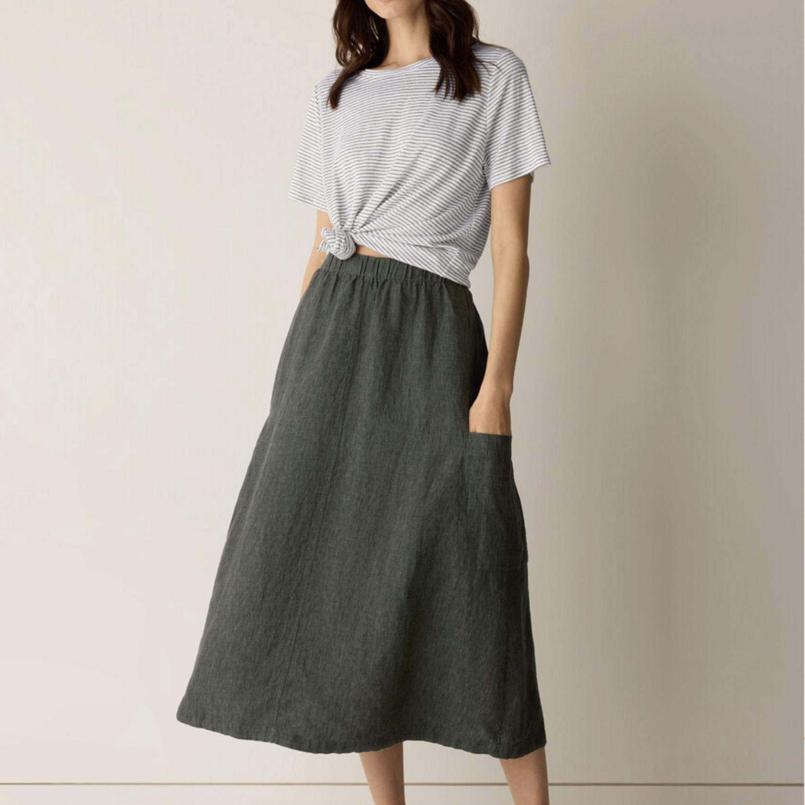 EILEEN FISHER WASHED ORGANIC LINEN DÉLAVÉ CARGO SKIRT