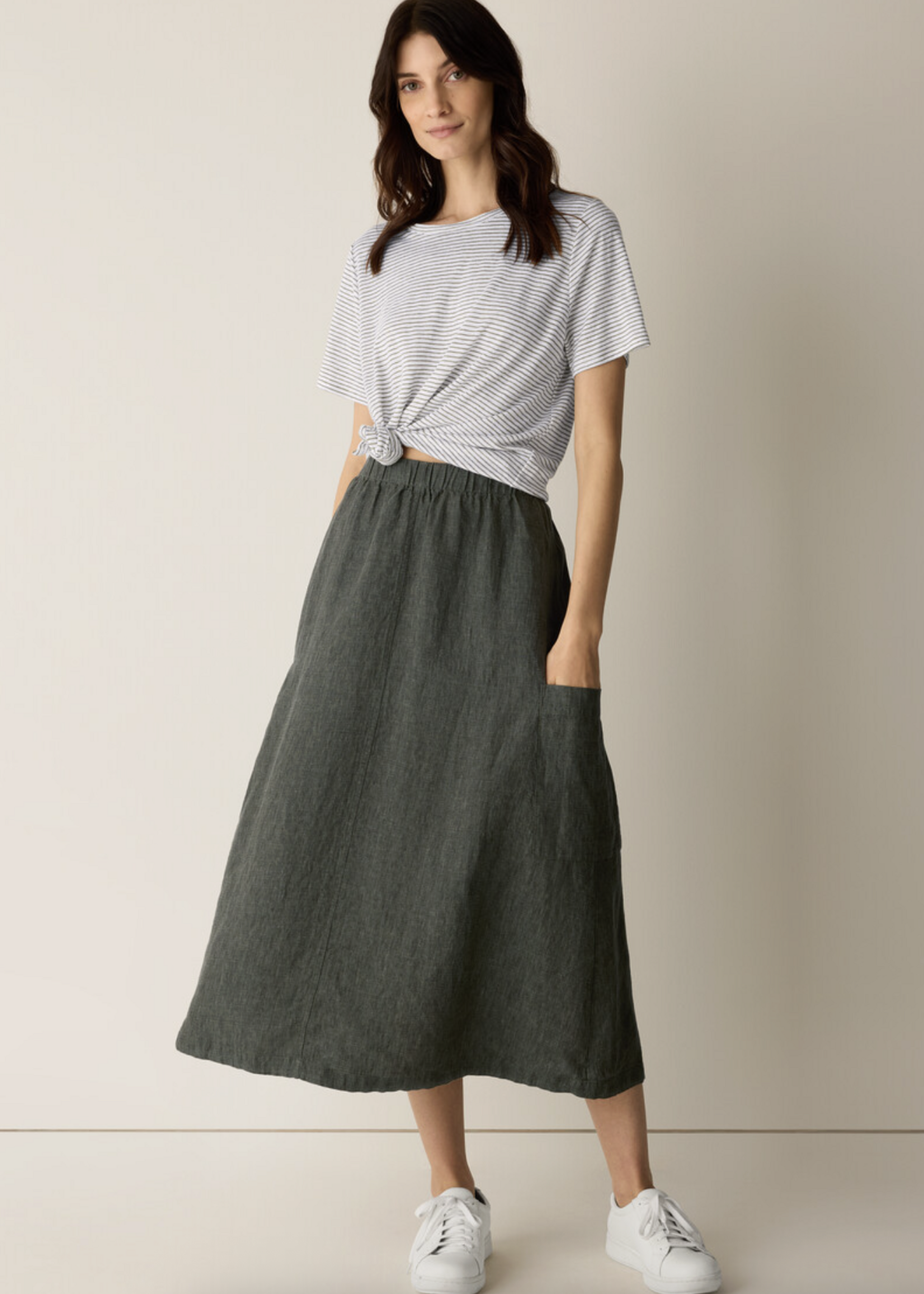 EILEEN FISHER WASHED ORGANIC LINEN DÉLAVÉ CARGO SKIRT