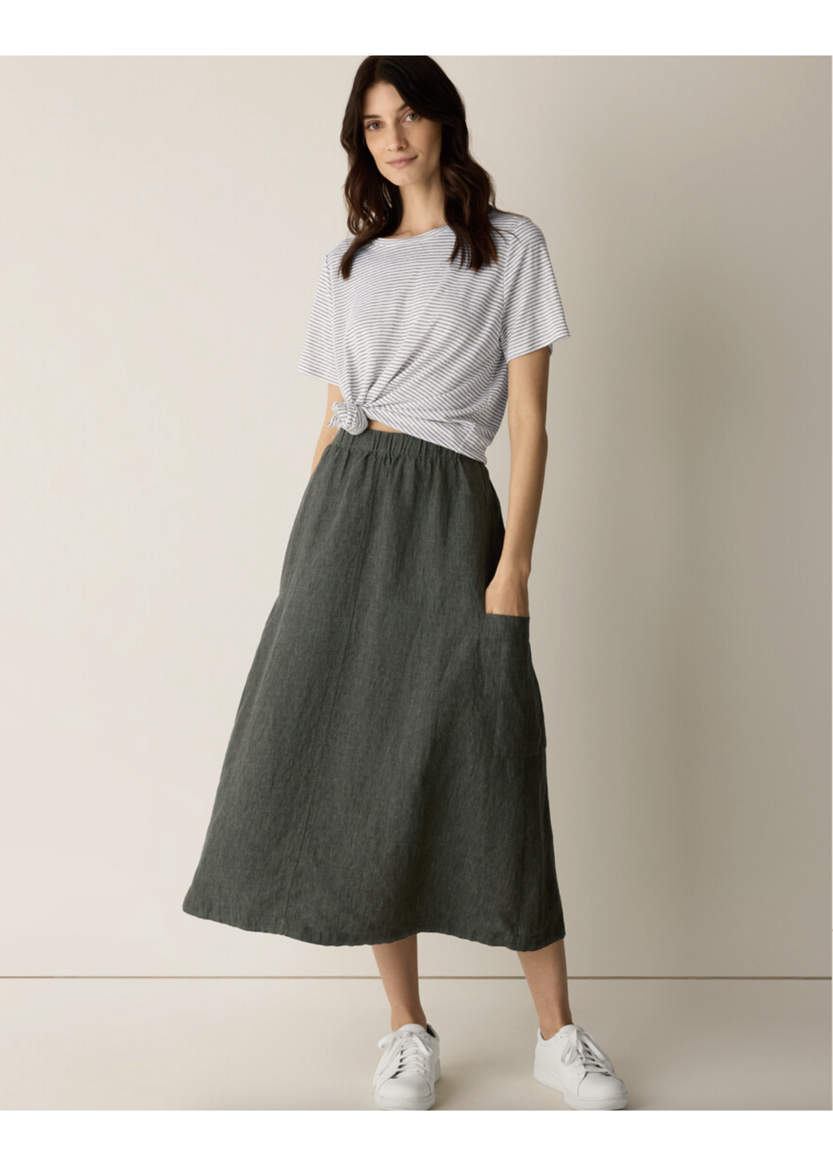 EILEEN FISHER WASHED ORGANIC LINEN DÉLAVÉ CARGO SKIRT