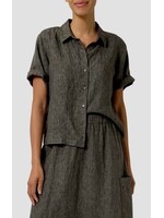 EILEEN FISHER WASHED ORGANIC LINEN DÉLAVÉ ELBOW SLEEVE TOP