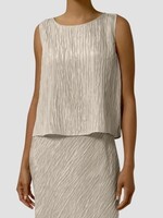 EILEEN FISHER TEXTURED SILK JACQUARD BALLET NECK TANK