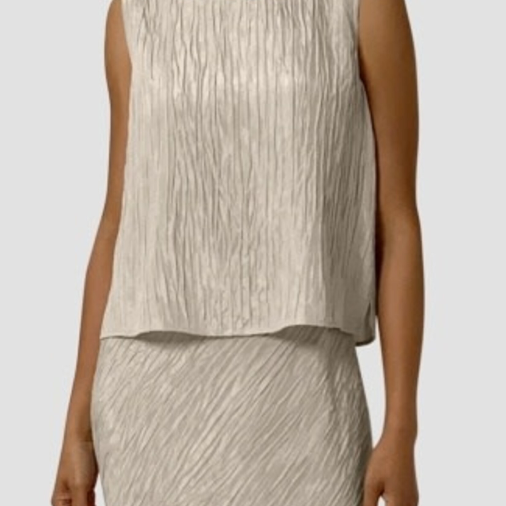 EILEEN FISHER TEXTURED SILK JACQUARD BALLET NECK TANK