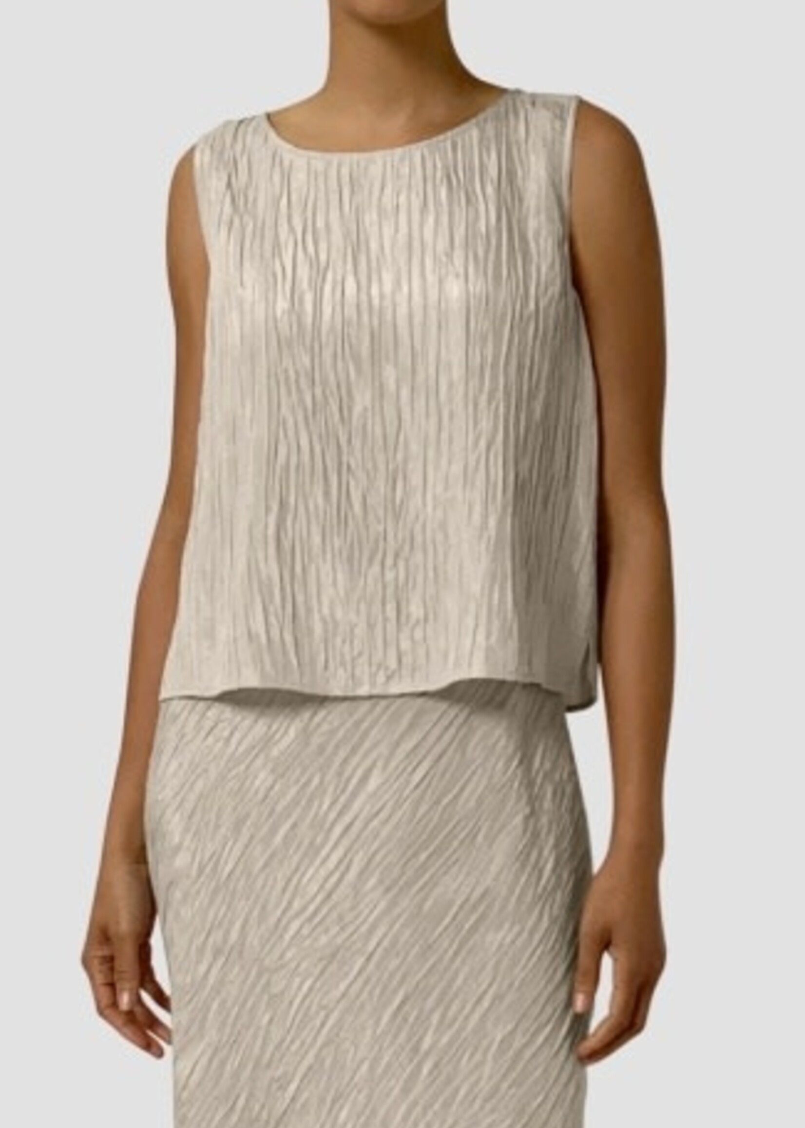 EILEEN FISHER TEXTURED SILK JACQUARD BALLET NECK TANK