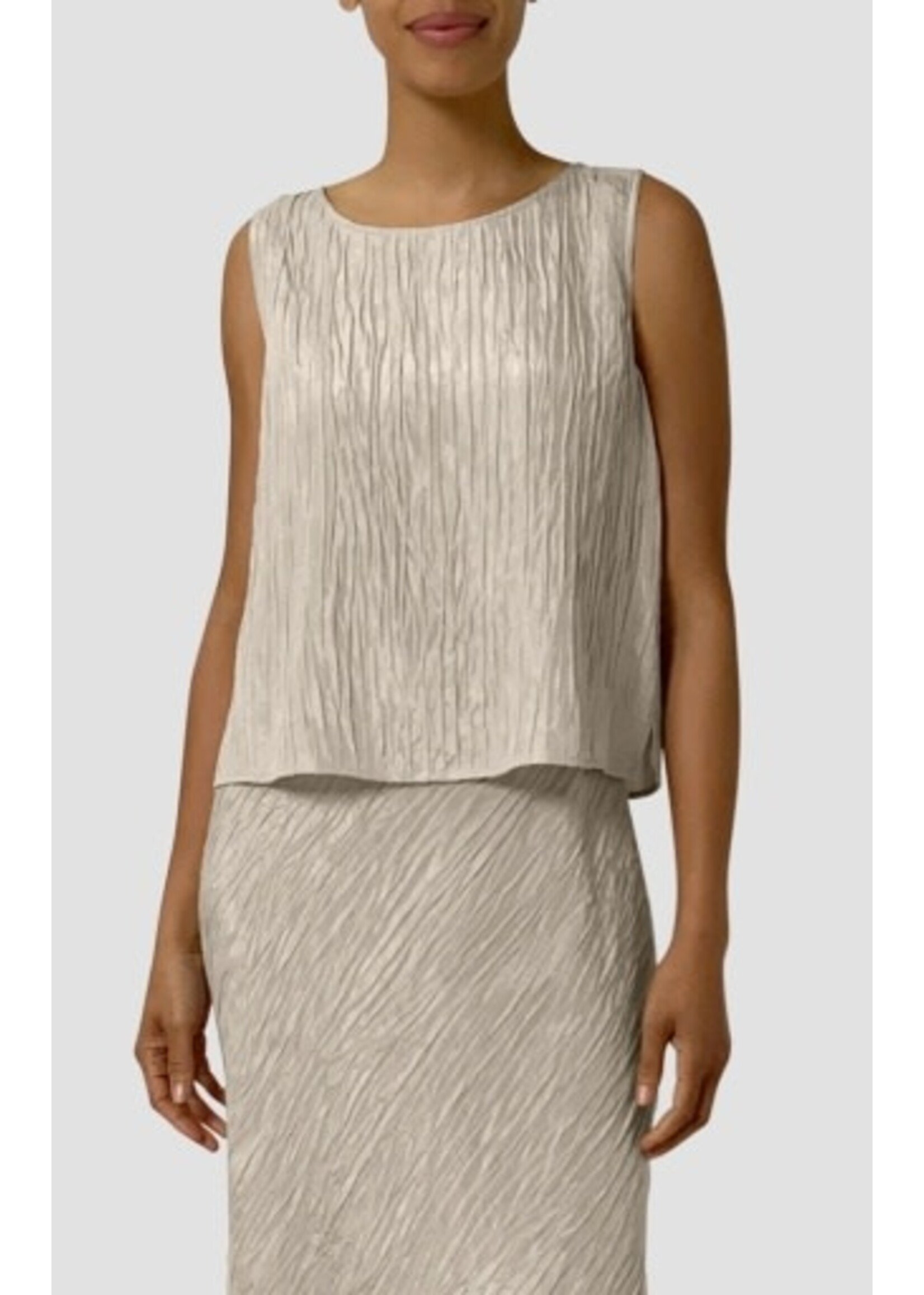 EILEEN FISHER TEXTURED SILK JACQUARD BALLET NECK TANK