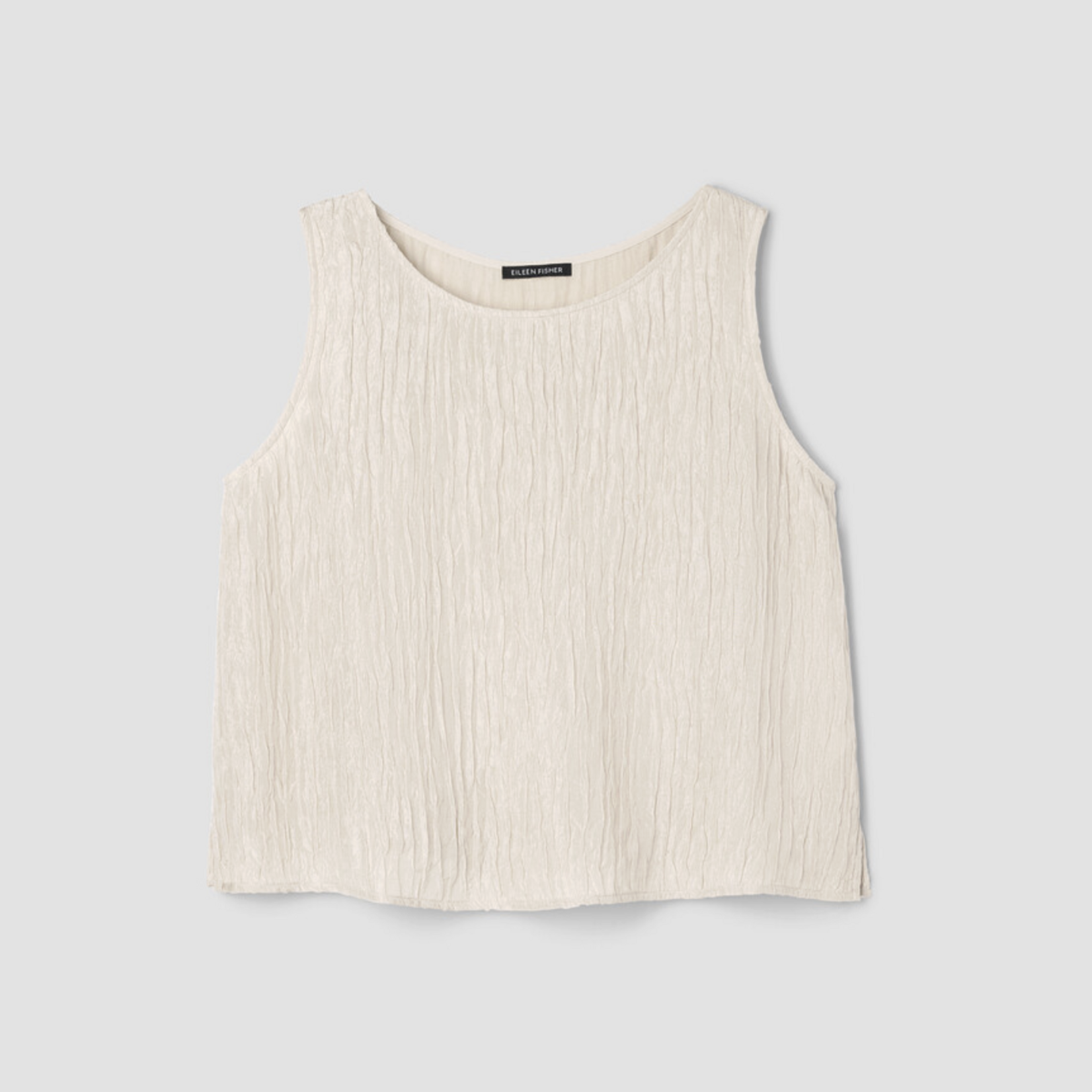EILEEN FISHER TEXTURED SILK JACQUARD BALLET NECK TANK