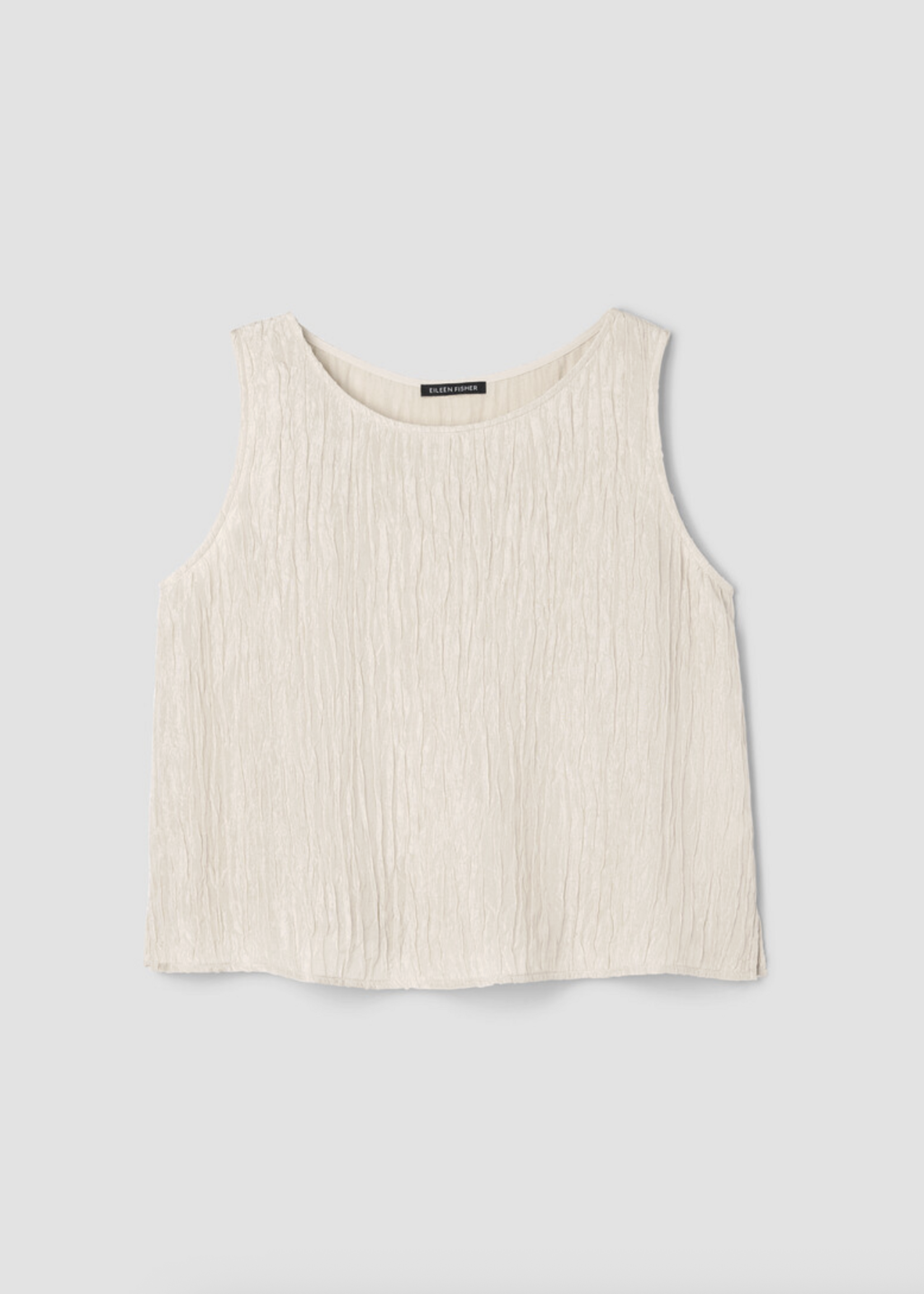 EILEEN FISHER TEXTURED SILK JACQUARD BALLET NECK TANK