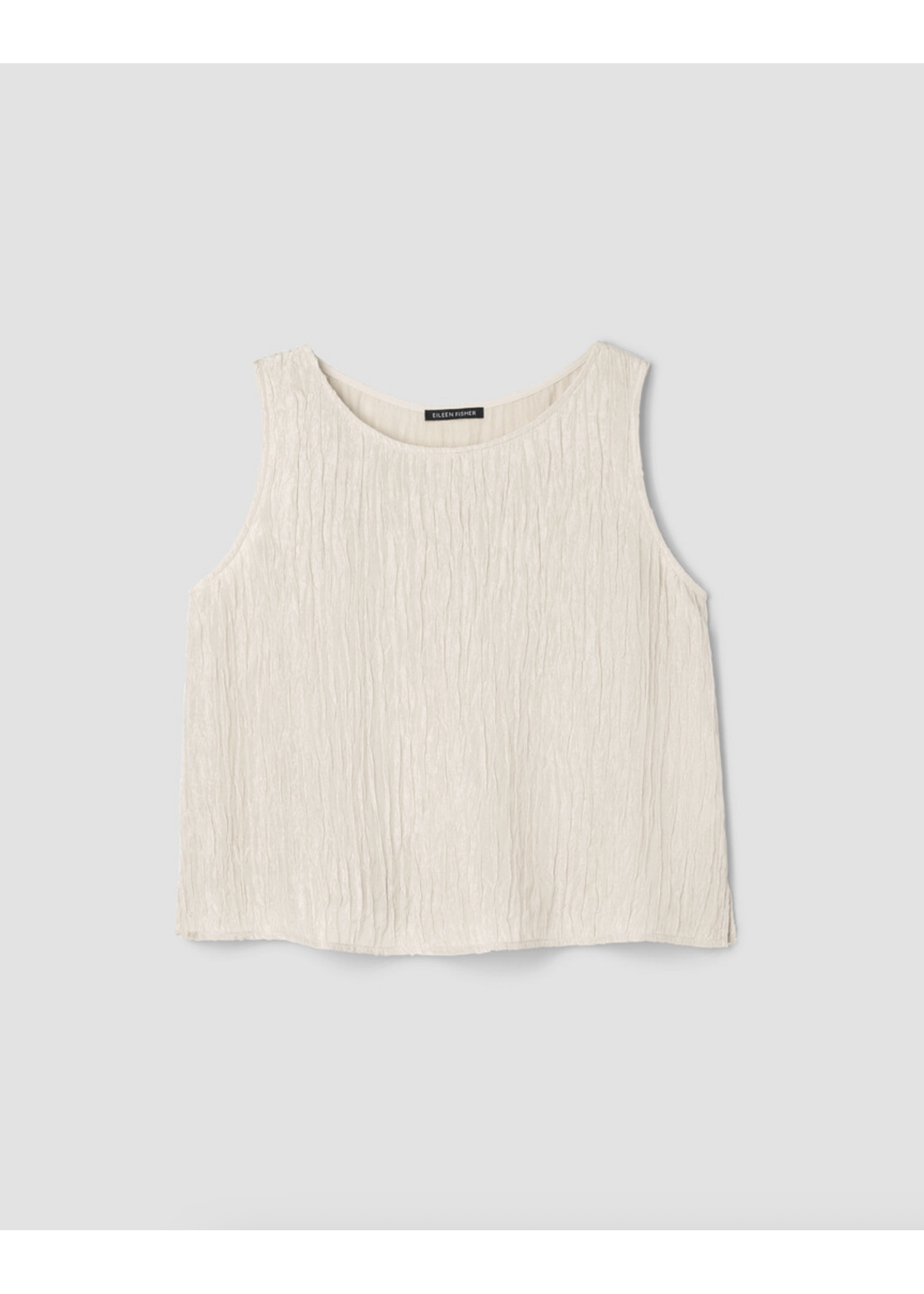 EILEEN FISHER TEXTURED SILK JACQUARD BALLET NECK TANK