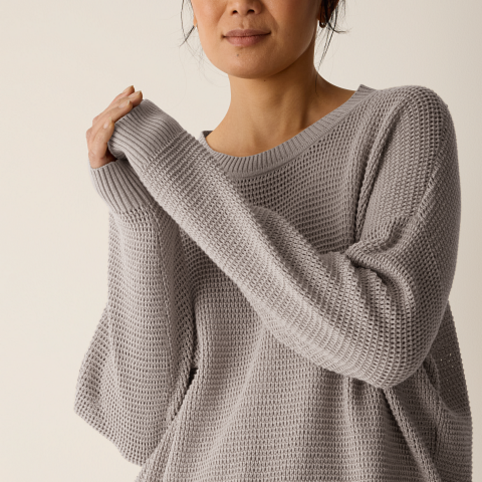 EILEEN FISHER PERUVIAN COTTON BLEND CREW NECK TOP
