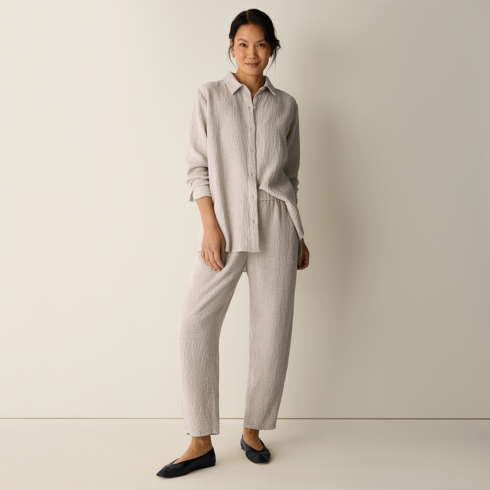 EILEEN FISHER ORGANIC COTTON DOUBLEWEAVE LANTERN PANT