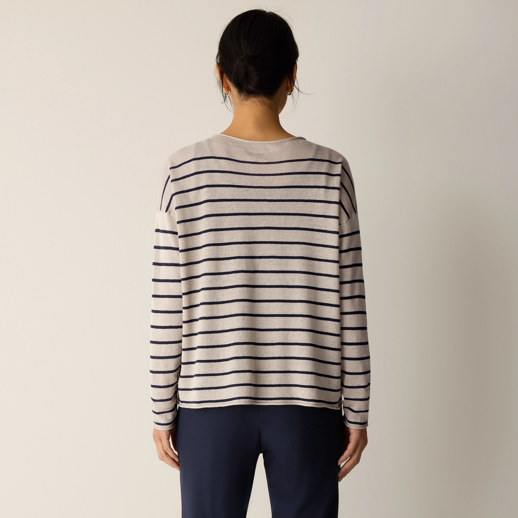 EILEEN FISHER ORGANIC LINEN COTTON JEWEL NECK TOP
