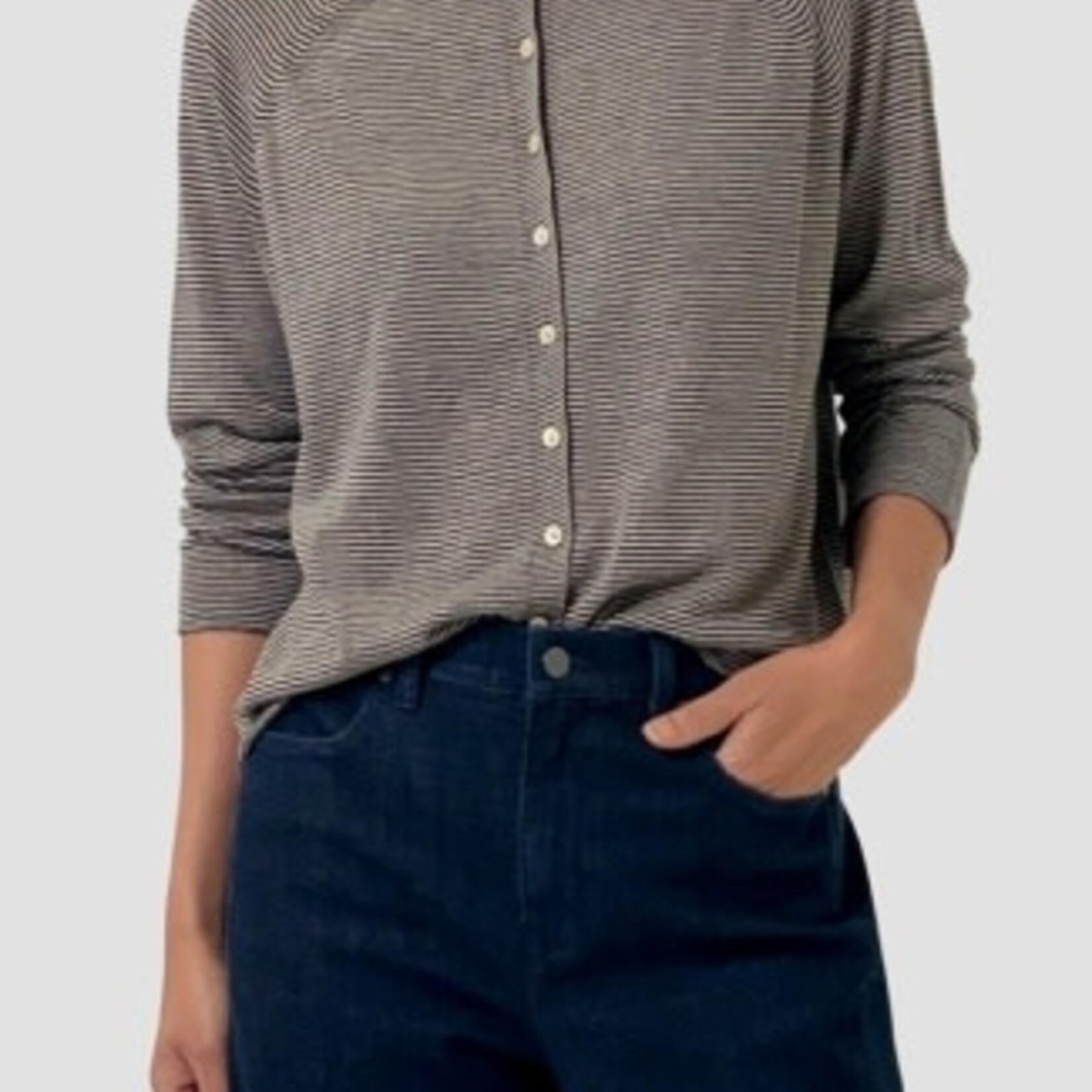 EILEEN FISHER ORGANIC LINEN COTTON HIGH COLLAR CARDIGAN