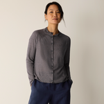 EILEEN FISHER ORGANIC LINEN COTTON HIGH COLLAR CARDIGAN