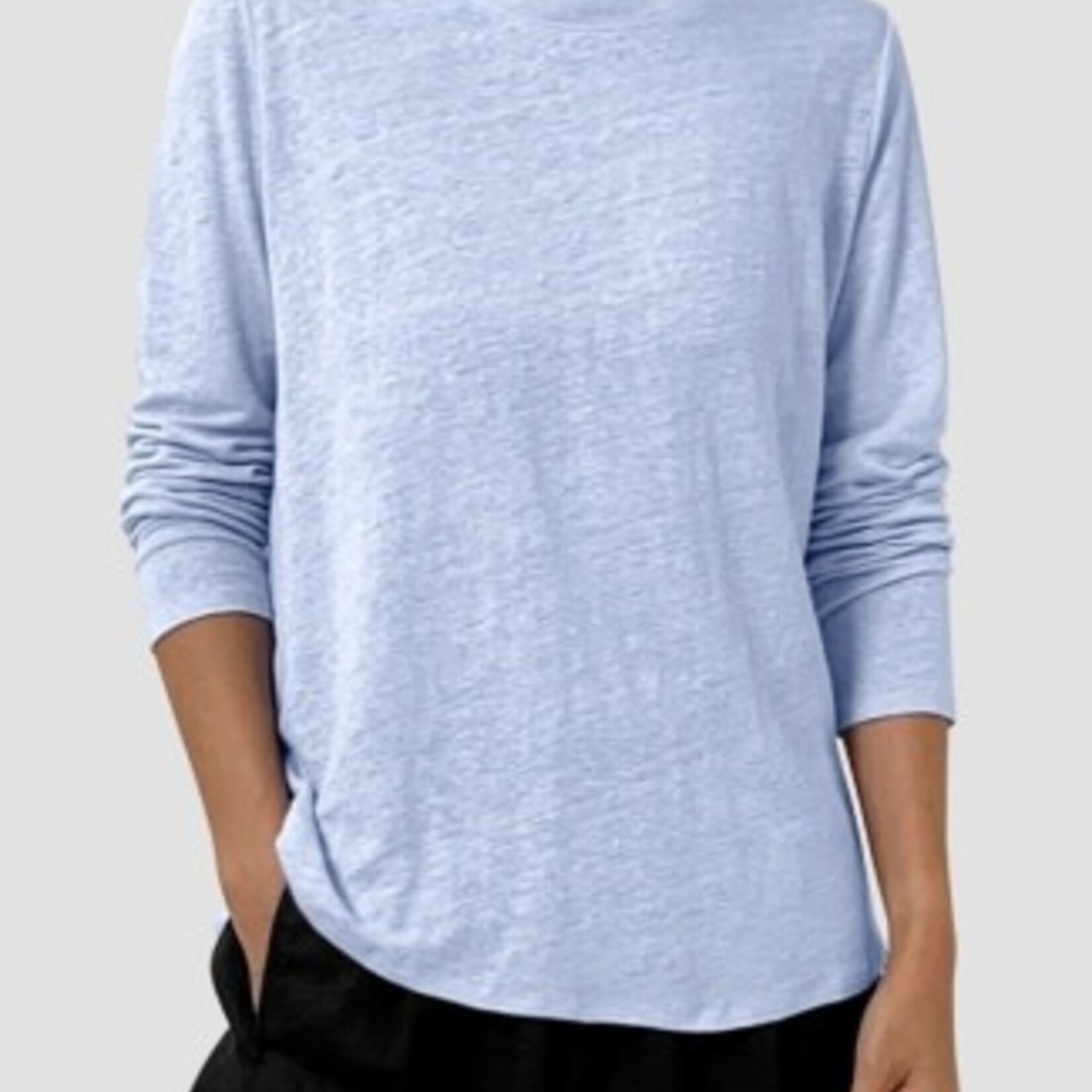 EILEEN FISHER ORGANIC LINEN JERSEY LONG-SLEEVE TEE