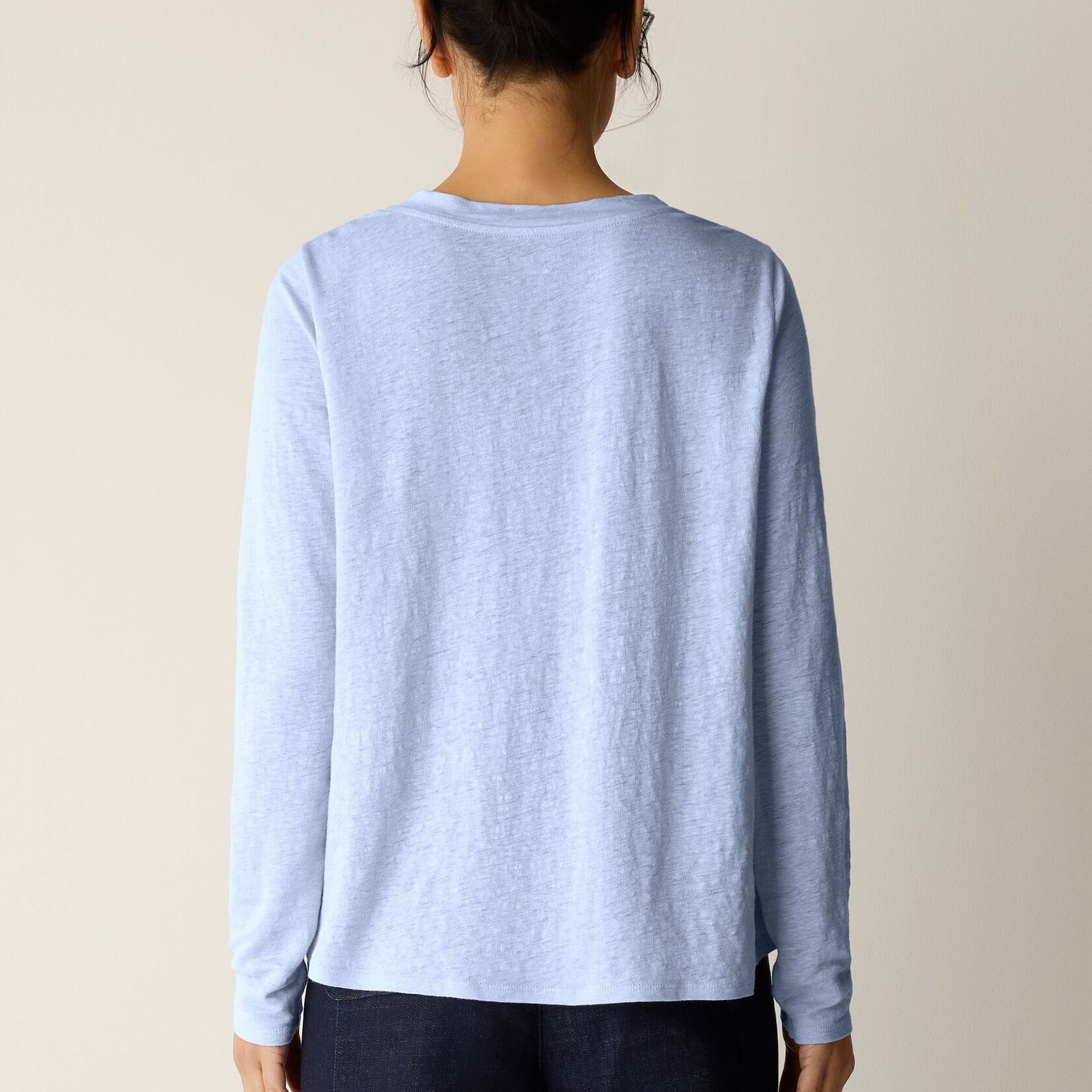 EILEEN FISHER ORGANIC LINEN JERSEY LONG-SLEEVE TEE