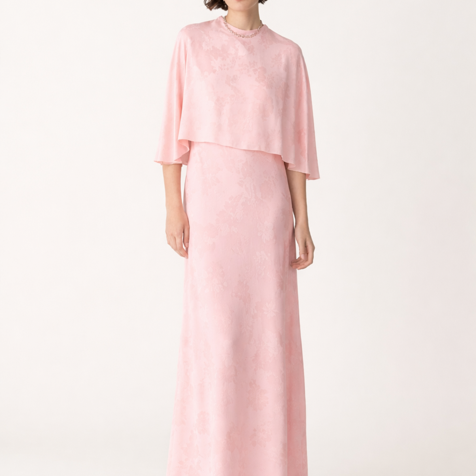 FORTE FORTE FLUID BOUQUET JACQUARD BIAS DRESS WITH CAPE