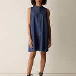 EILEEN FISHER ORGANIC COTTON DENIM BAND COLLAR DRESS