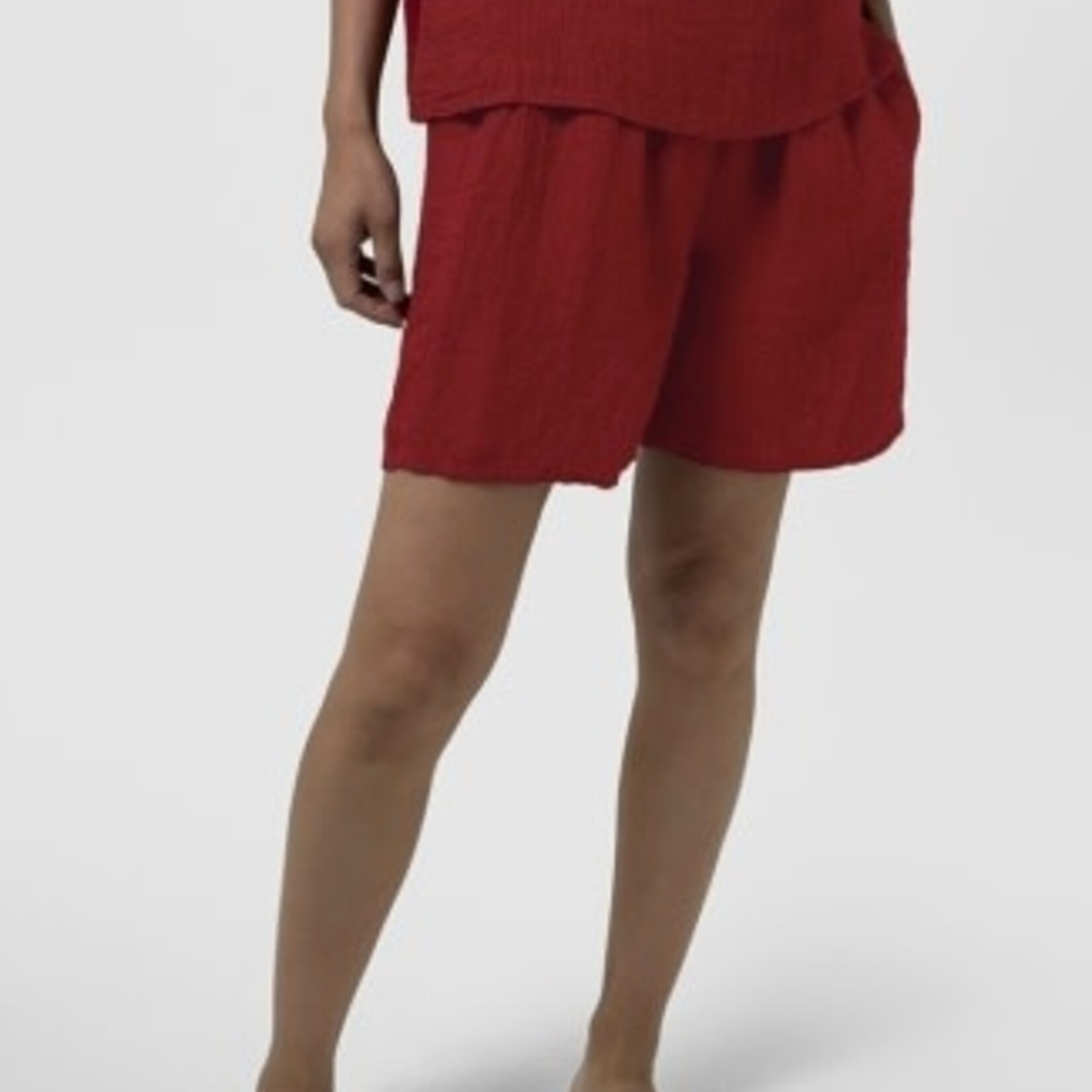 EILEEN FISHER PUCKERED ORGANIC LINEN STRIPE SHORTS