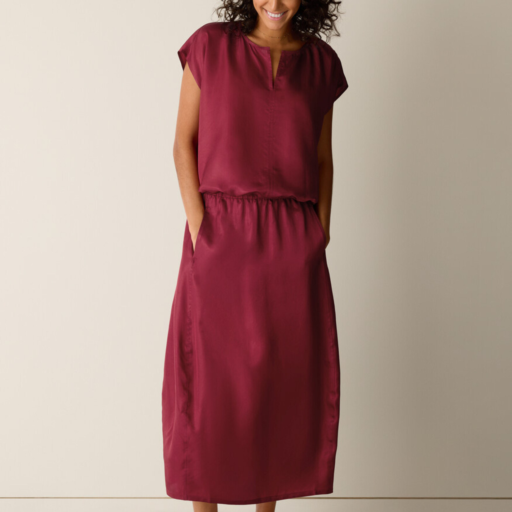EILEEN FISHER LIGHTWEIGHT SATIN SHIMMER LANTERN SKIRT