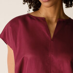 EILEEN FISHER LIGHTWEIGHT SATIN SHIMMER SPLIT NECK TOP