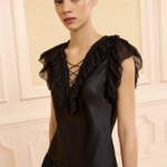 ULLA JOHNSON ILYANA SL SILK TOP WITH LACE UP