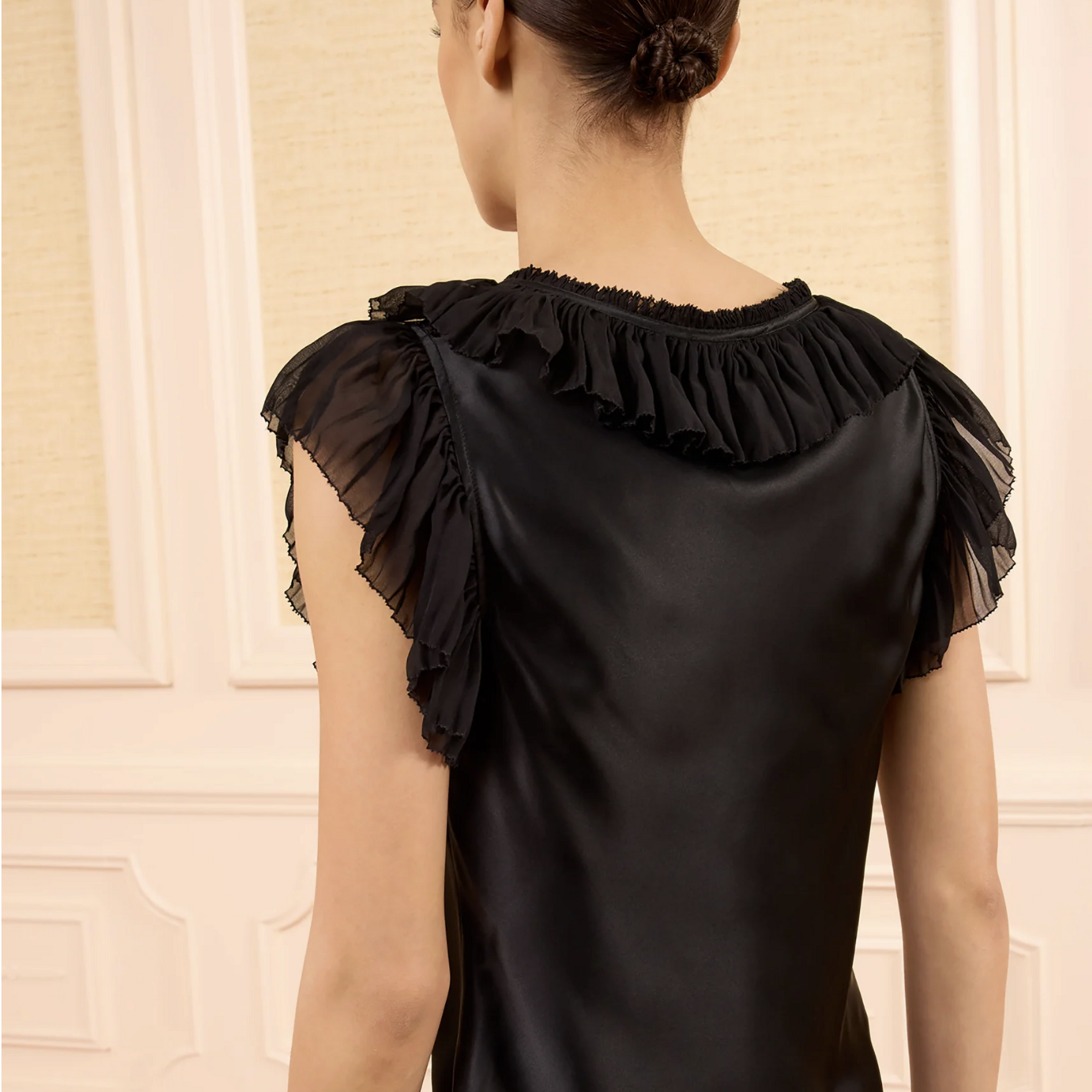 ULLA JOHNSON ILYANA SL SILK TOP WITH LACE UP