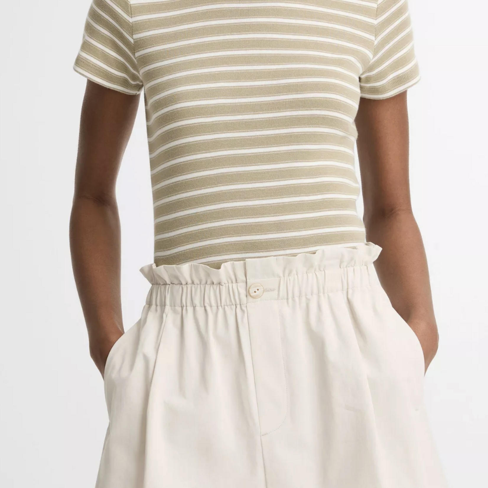 VINCE STRIPED PIMA COTTON-BLEND '90S SHRUNKEN T-SHIRT