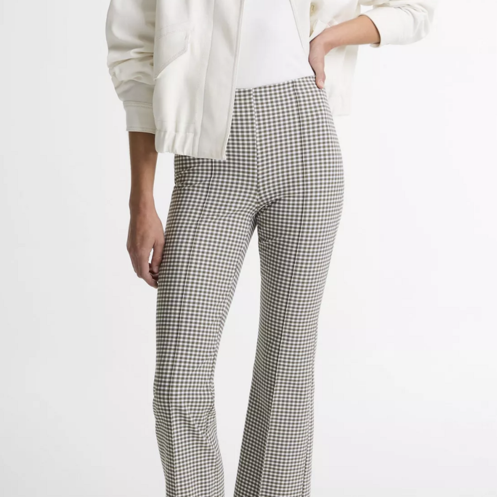 VINCE NIKI GINGHAM MID-RISE CROP FLARE PANT