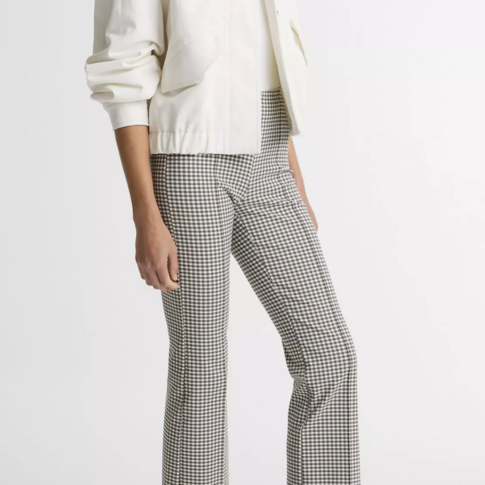 VINCE NIKI GINGHAM MID-RISE CROP FLARE PANT