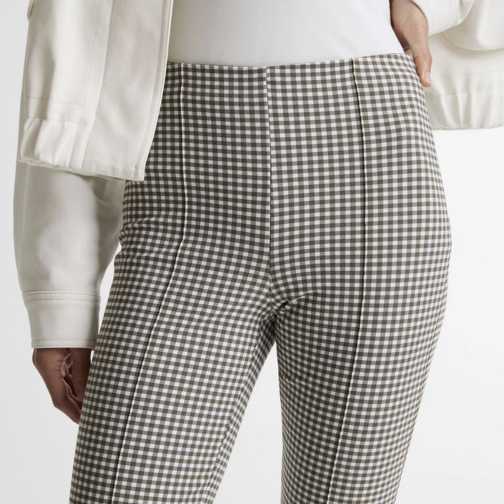 VINCE NIKI GINGHAM MID-RISE CROP FLARE PANT