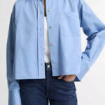 VINCE COTTON CROPPED BUTTON-FRONT SHIRT