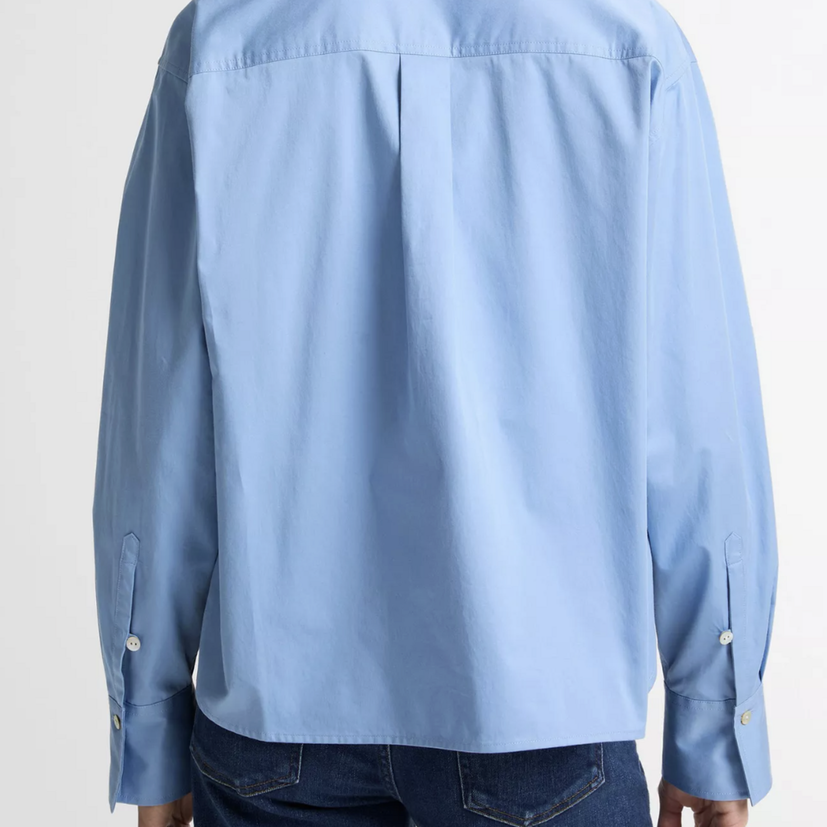 VINCE COTTON CROPPED BUTTON-FRONT SHIRT