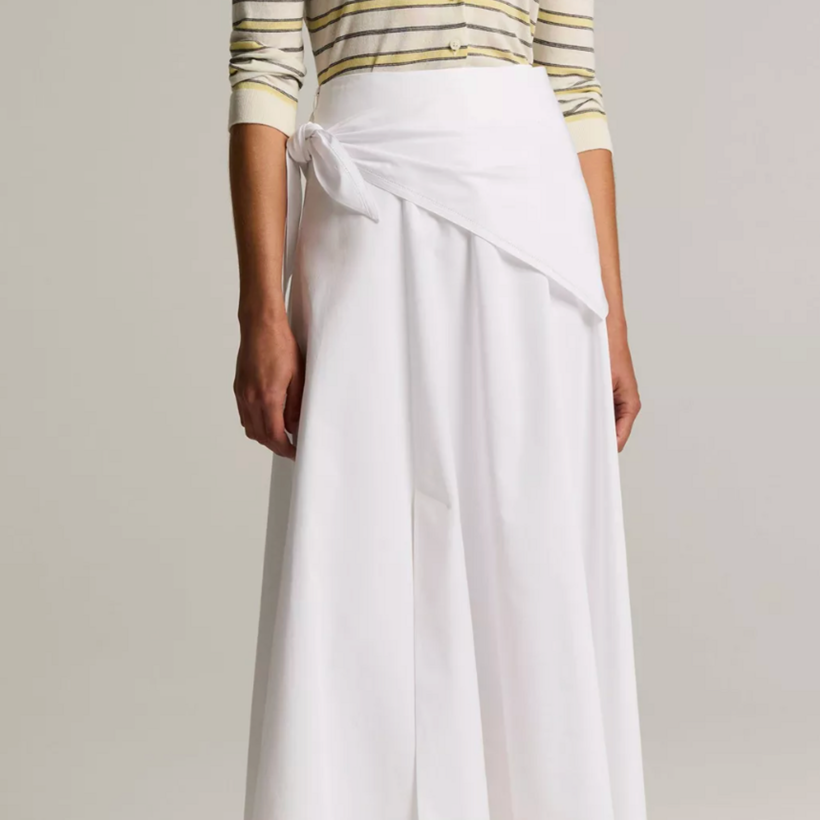 VINCE STRIPED ITALIAN COTTON-CASHMERE 3/4 SLEEVE CARDIGAN