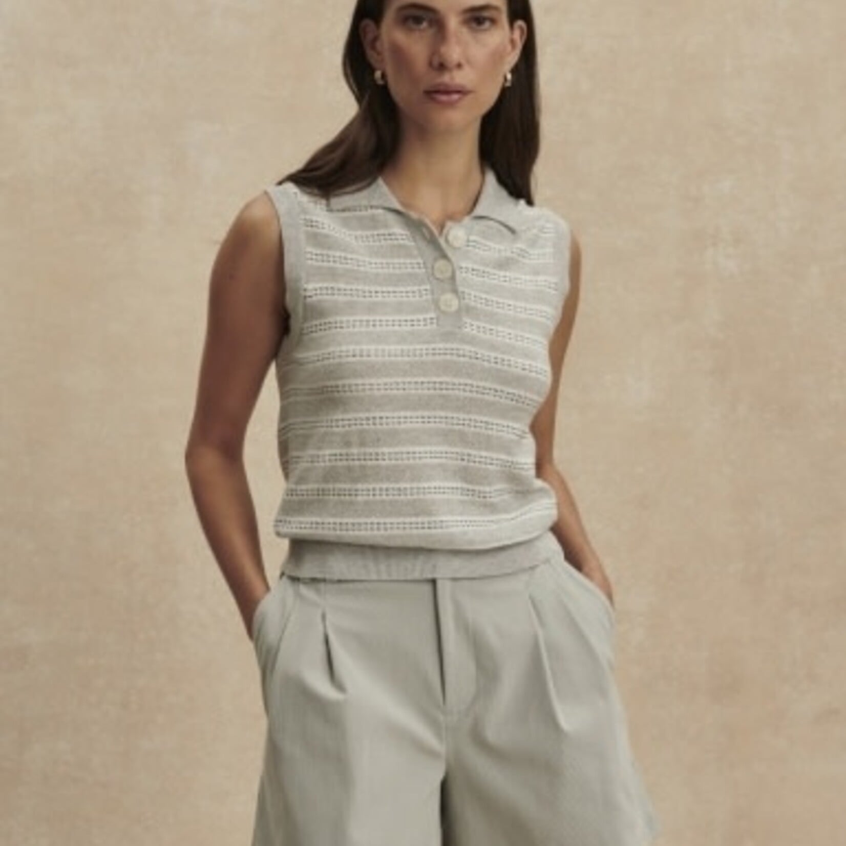 VARLEY DANNAH STRIPE KNIT TOP
