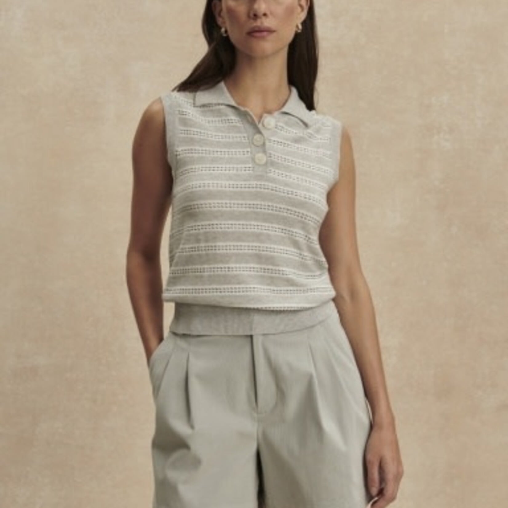 VARLEY DANNAH STRIPE KNIT TOP