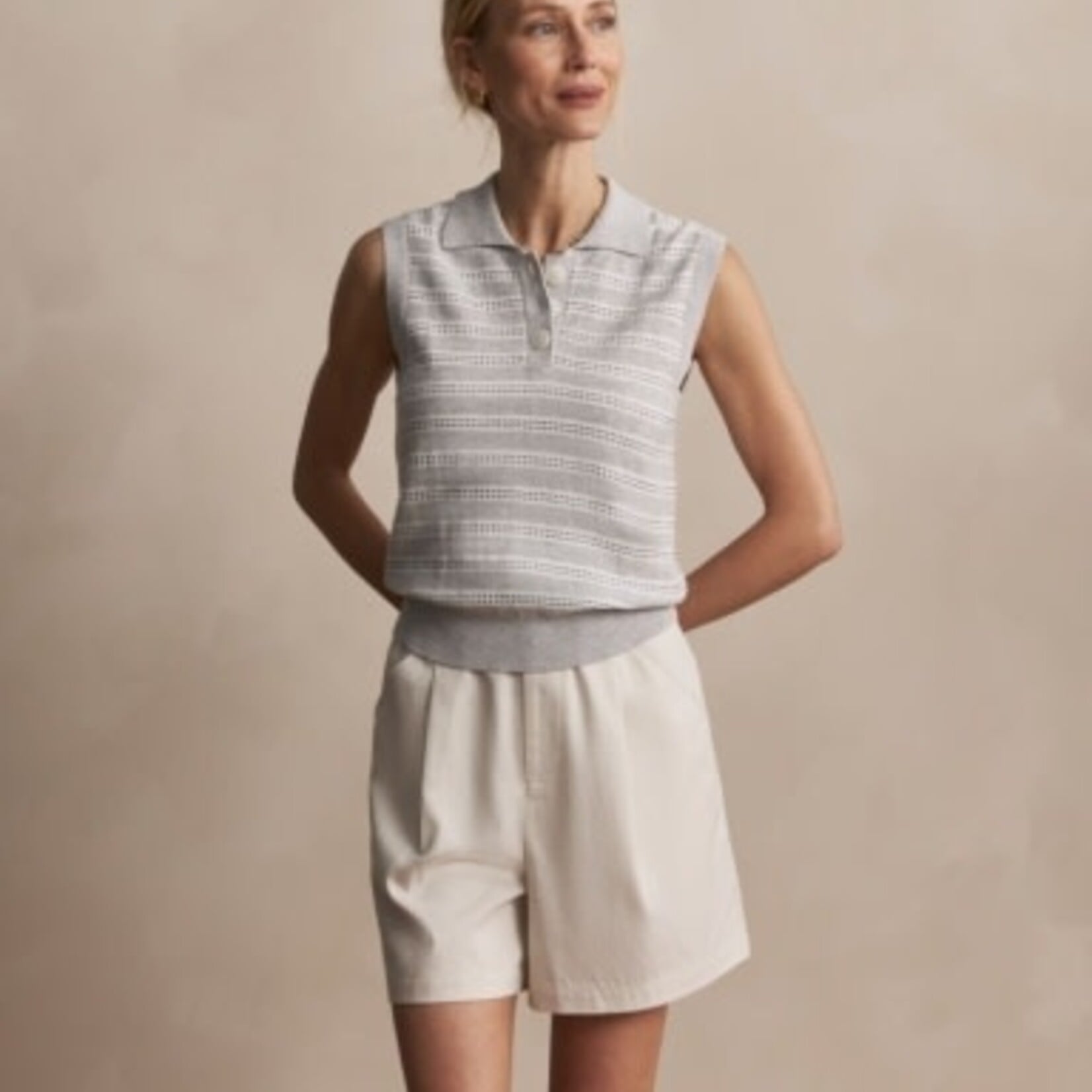 VARLEY DANNAH STRIPE KNIT TOP