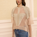 ULLA JOHNSON TESS CROCHET & TULLE TOP