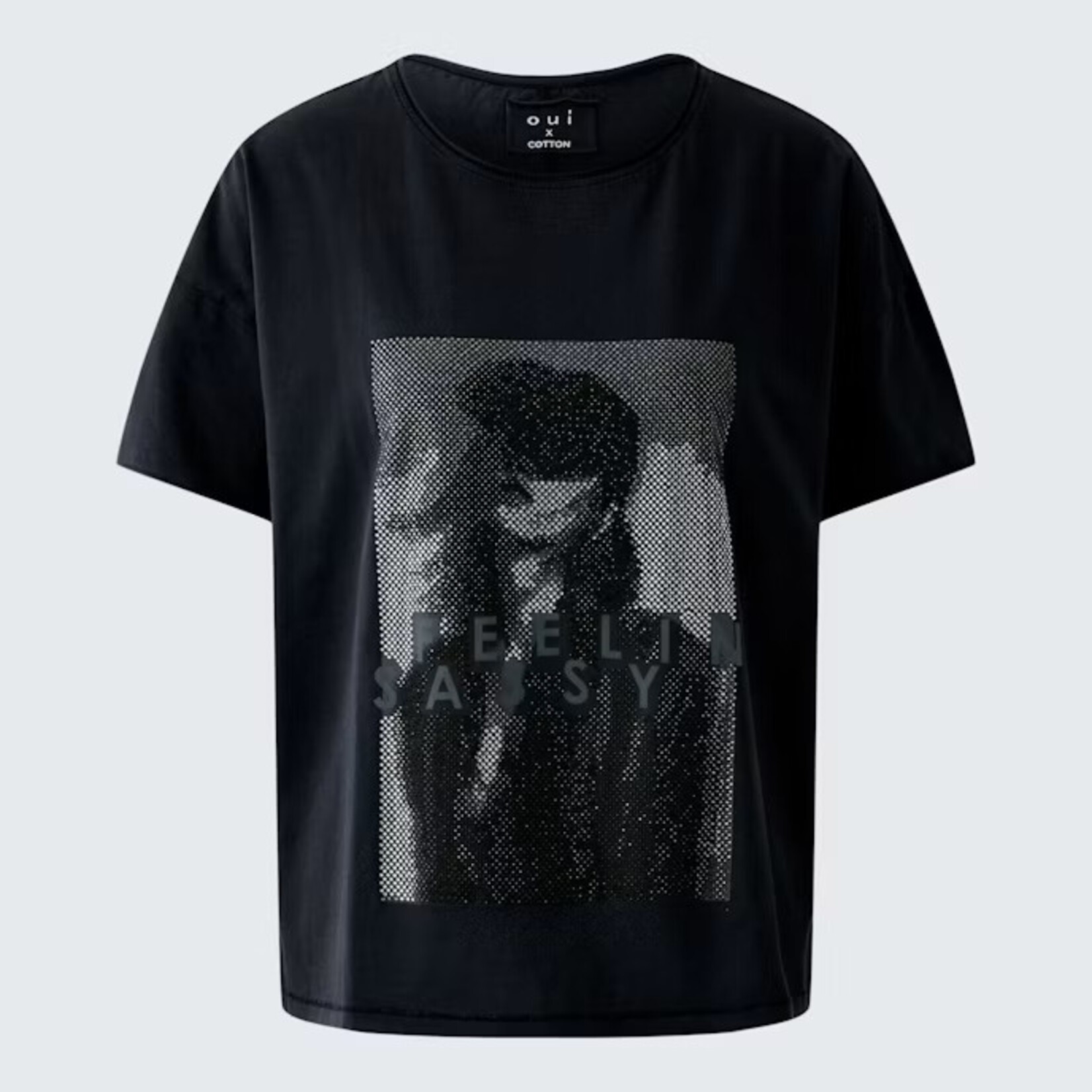 OUI WASHED OUT BLACK T-SHIRT