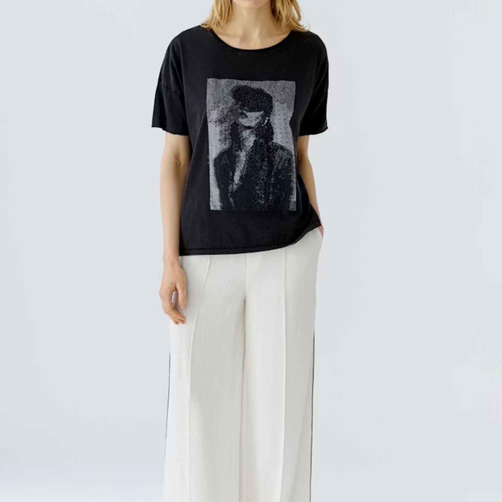 OUI WASHED OUT BLACK T-SHIRT