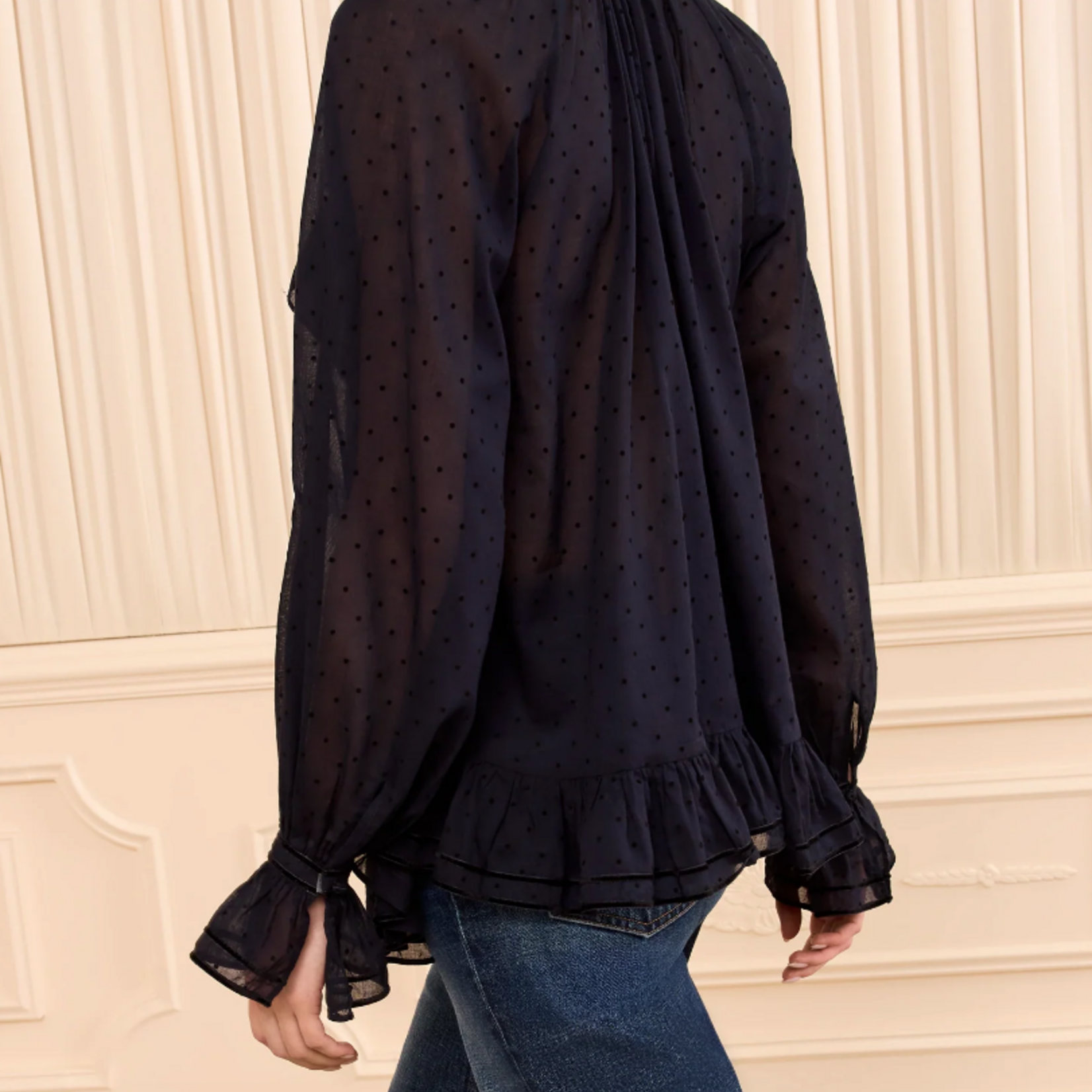 ULLA JOHNSON MARCELLA LONG SLEEVE COTTON BLOUSE