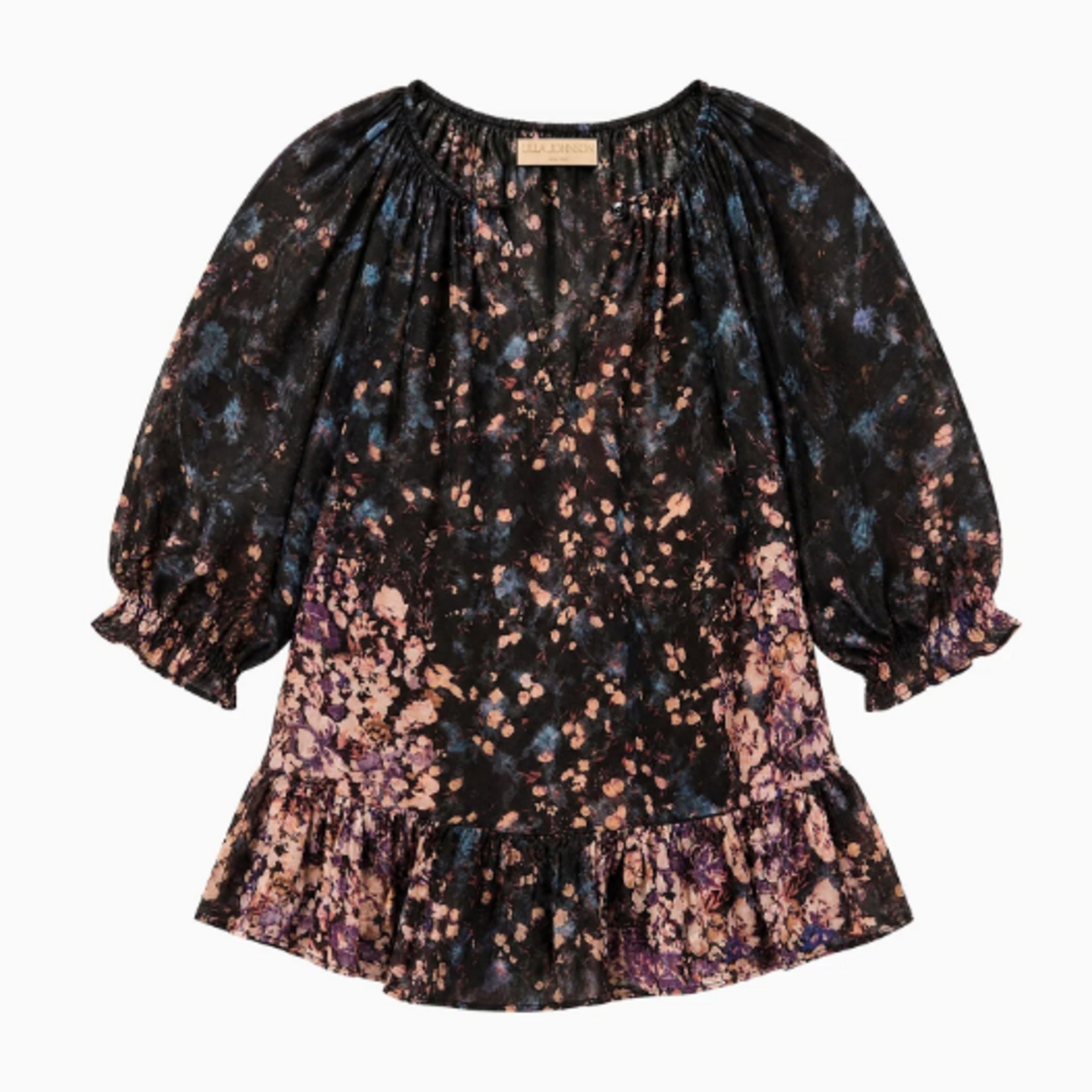 ULLA JOHNSON ELISE SHORT SLEEVE SILK BLOUSE