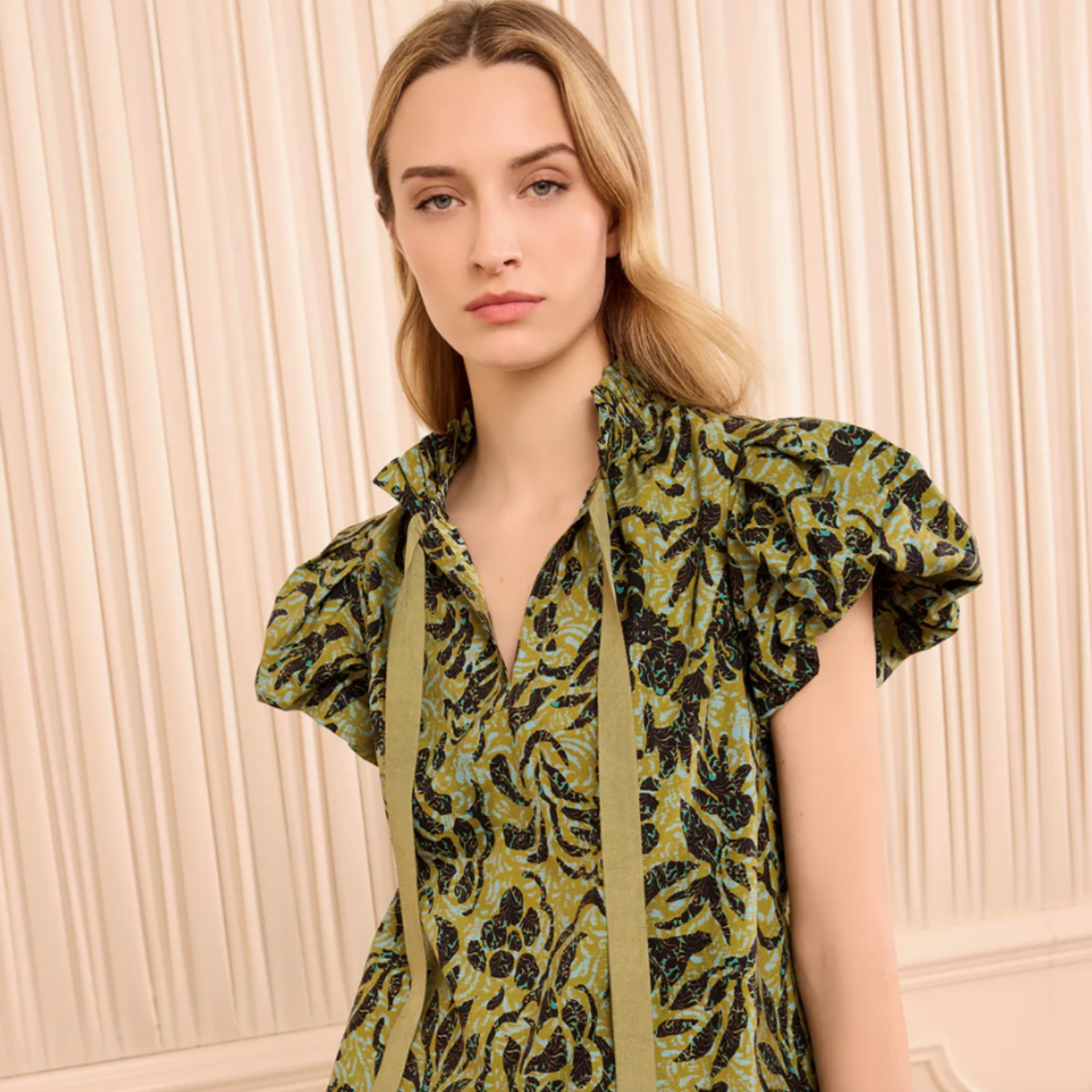 ULLA JOHNSON ESTELA SHORT SLEEVE COTTON TOP