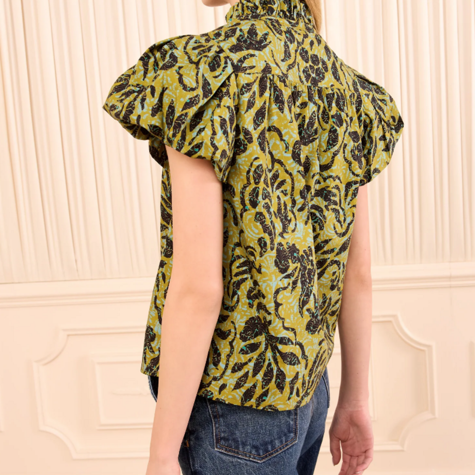 ULLA JOHNSON ESTELA SHORT SLEEVE COTTON TOP