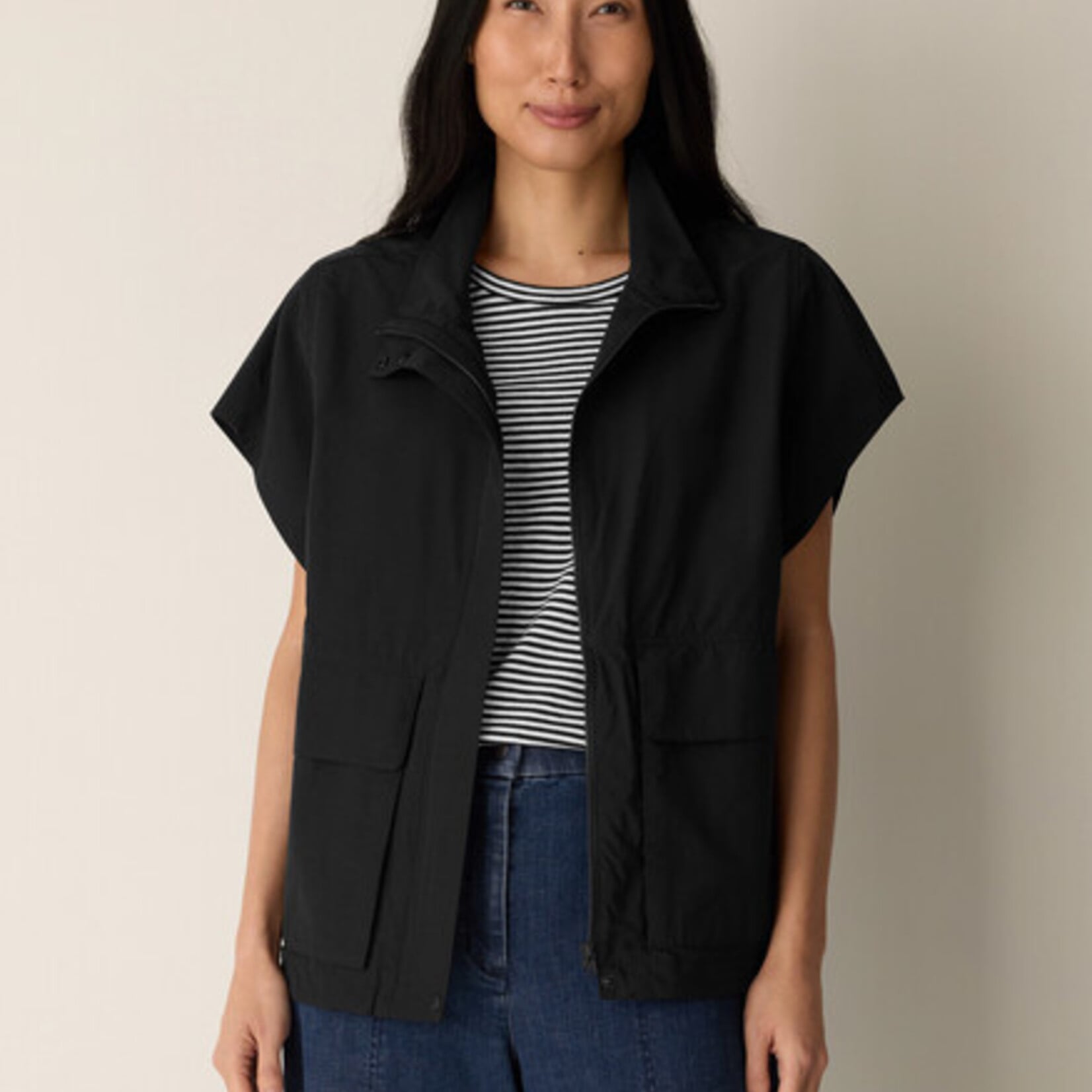 EILEEN FISHER HIGH COLLAR VEST