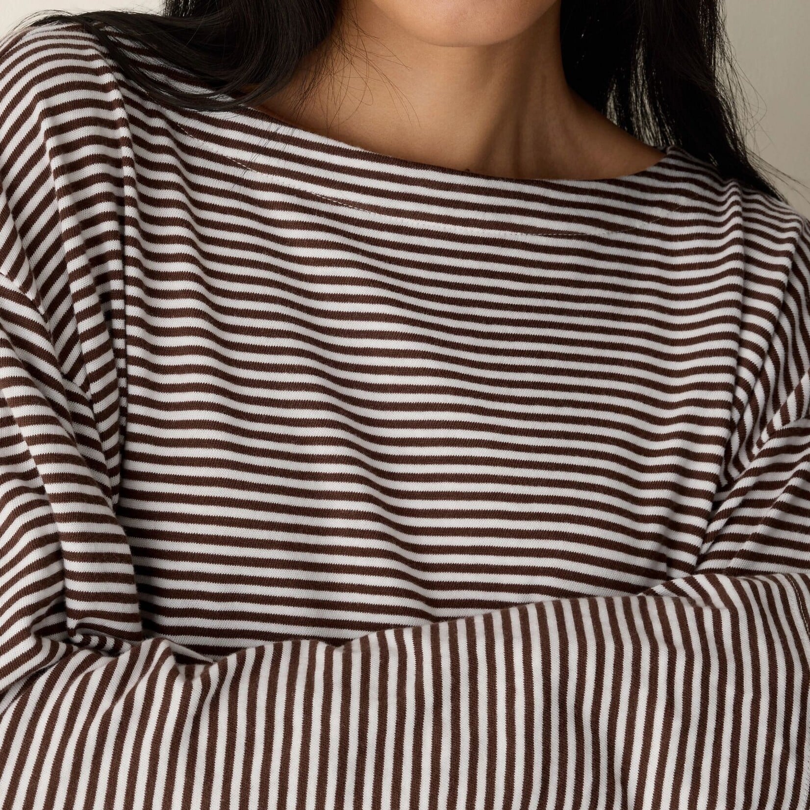 EILEEN FISHER STRIPED BATEAU NECK TOP